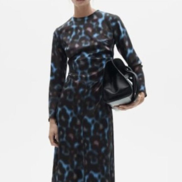 Mango Dresses & Skirts - Mango Animal Print Satin Midi Dress Size Large - NWT